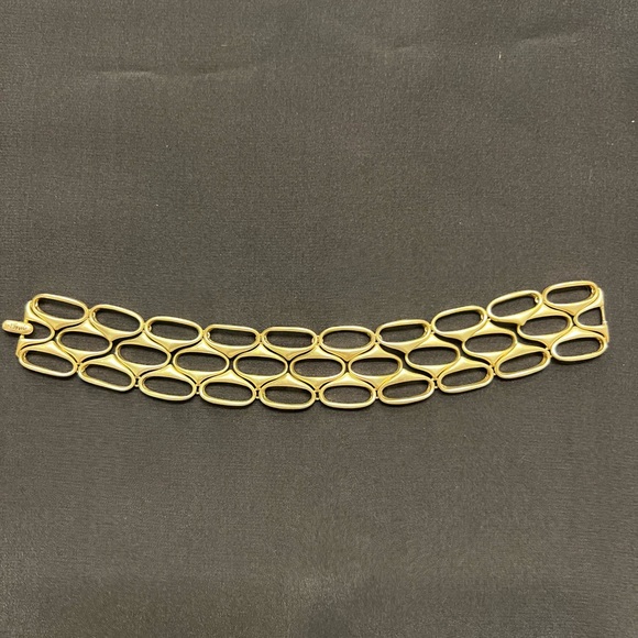 Fossil Gold Tone Oval Open Work Metal Bracelet Vintage - Picture 1 of 5